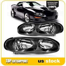 Headlights Assembly For 1998-2002 Chevy Camaro Z28 Black Housing Leftright Pair