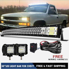 50 Curved Led Light Bar 2x Pods Lamp Combo For Chevy Silveradogmc Sierra 99-06