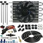 8 Row Engine Transmission Oil Cooler Fan 6an In-hose 180f Thermostat Switch Kit