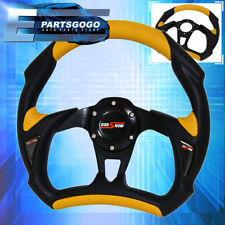 Universal 320mm Yellow Black Steering Wheel Battle Horn Button Godsnow