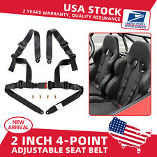 Universal 1x Black 4-point 2 Nylon Strap Buckle Racing Seat Belt Harness