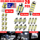 20pcs Led Interior Lights Bulbs Kit Car Trunk Dome License Plate Lamps 6000k T10