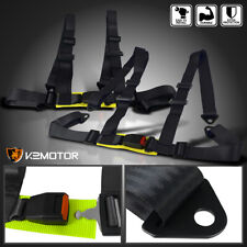 Fits 2x Black 4-point Harness Racing Seat Belts Snap-in Buckle Nylon Strap