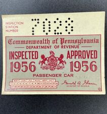 1956 Pennsylvania Inspection Sticker Pa Vtg Car Unissued Ford Dodge Chevy Penna