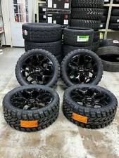22 Gloss Black Wheels 33 Mt Offload Tires 4-tpms Chevy Gmc Dodge Ram 6-lug