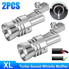 2pcs Turbo Sound Whistle Muffler Exhaust Pipe Simulator Whistler Auto Silver Xl