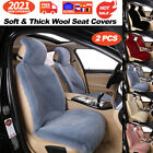 Sheepskin Car Seat Covers 2pcs Front Furry Fur Plush Cushion Pad For Women Girl