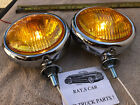 New Pair Small Amber Vintage Style Fog Lights In 6 - Volts 