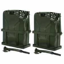 2pcs 5 Gallons Jerry Can With Holder 20l Liter Steel Oil Gas Tank Gasoline Green
