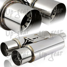Universal 3.5 Dual Tip Stainless Steel Jdm Exhaust Resonator Muffler 2.5 Inlet
