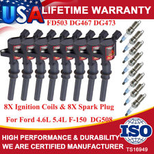 8x Ignition Coil Pack And Iridium Spark Plug For Ford F-150 4.6l 5.4l V8 Dg508