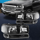 4pcs Black Fits 1999-2006 Gmc Sierra Yukon Headlights Assembly Bumper Headlamps