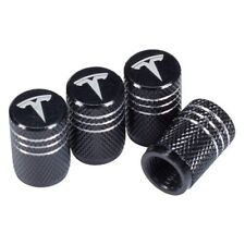 4x Black Tesla Tire Valve Stem Caps For Car Truck Universal Fitting Free Ship