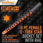 11pc Female E-torx Star Socket Set External E4-e20 Torque 38 14 Dr. Rail