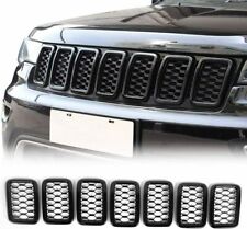 7pcs Set Front Grill Mesh Rings Inserts Black For 2017-19 Jeep Grand Cherokee