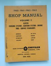 Chrysler 1960 1961 1962 1963 Volume Ii Shop Manual Cooling Ignition Engine