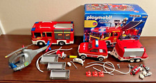 Playmobil City Lot - Fire Trucks X2 Police Helicopter - Incomplete For Parts