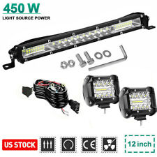 450w 12inch Led Light Bar Combo2x 4 Pods Kit For Jeep Truck Suv Atv Wwiring