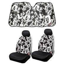 New Disney Mickey Mouse Expression Car Truck Front Seat Covers Sunshade Set
