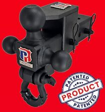 Adjustable Trailer Hitch- 2.5 Solid Tri-ball Mount Pintle Hitch Receiver D-ring