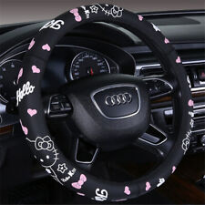 Cute Girl Ladies Black Hello Kitty Auto Car Steering Wheel Cover Universal 38cm