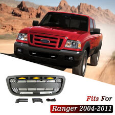 Black Front Grille Fits For Ford Ranger 2004 - 2011 With Leds Bumper Grille