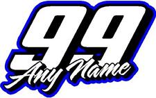 Racing Name Number Custom Vinyl Decal Sticker 5x 8 Blue Any Number