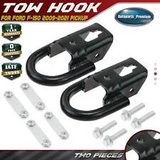 Front Pair 2 Black Tow Hooks W Hardware For Ford F-150 2009-2021 Cab Pickup