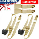 For 2x Safety 3 Point Retractable Car Seat Lap Belt Adjustable Kit Universal Us
