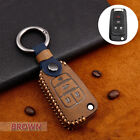 4 Button Real Leather Car Flip Key Fob Case Cover For Chevrolet Chevy Buick Part