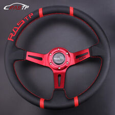 14 Red Rastp Deep Dish Drifting Sport Steering Wheel Pvc Surface Racing Us