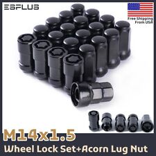 20 Black M14x1.5 Acorn Lug Nut Wheel Lock Fit Ford Lincoln Chevy Buick Tesla