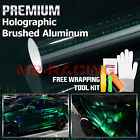 Holographic Brushed Aluminum Midnight Green Rainbow Car Vinyl Wrap Sticker Sheet