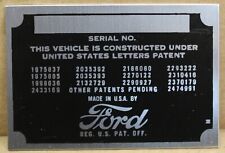 1928-1947 Ford Model A Pickup Truck Data Plate Tag Original Vintage Free Shippin