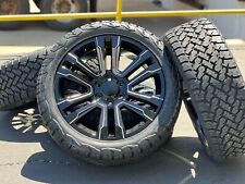 22 Gmc Gloss Black Milled Wheels Rims Tires 2854522 Fits Chevy Gm 6lug
