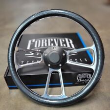 14 Billet Steering Wheel Carbon Fiber Half Wrap Chevy Muscle C10 Ford Hot Rod