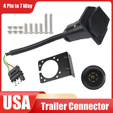 4 Pin Flat To 7 Way Blade Trailer Plug Adapter Rv Tow Truck Light Wire Connector
