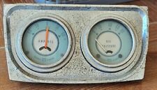 Vintage Stewart Warner Twin Blue 2 Gauge Panel Oil Pressure Amp Gauge