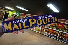 Chew Smoke Mail Pouch Dealer Porcelain Sign Tobacco Pipe Gas Oil Indian Cigar