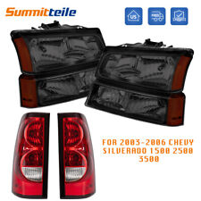 Black Headlights Red Tail Lights For 2003-2007 Chevy Silverado 1500 2500 3500