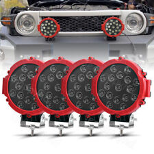 4pc 7inch 51w Round Led Work Lights Flood Offroad Fog Driving For Truck Atv Red