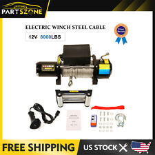 8000lb 12v Electric Winch For Jeep Truck Trailer Suv Wireless Remote Steel Rope