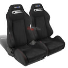 Pair Red Stitch Black Suede Type-r Dial Reclinable Racing Bucket Seatssliders