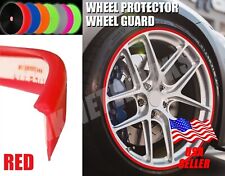 Wheel Rim Edge Guard Protector Universal Fit Silicone 2 Edge Type 4 Pcs Red