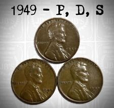 1949 P D S Lincoln Wheat Cents 3 Coins Average Circulatedbetter Jbs Coins