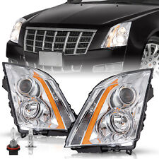 For 2008-2014 Cadillac Cts Chrome Amber Halogen Headlight Headlamp Lhrh Wbulbs