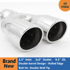 For Upower Dual Exhaust Tip 2.5 Inch Inlet 3 Outlet 9.5 Length Stainless Steel