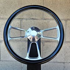 14 Polished Half Wrap Steering Wheel Black Hydro Chevy Muscle C10 Ford Hot Rod