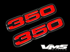 Vms 2 Chevy 350 Ci Cubic Inch Engine Block Aluminum Emblems Red Black Pair Sbc