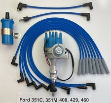 Ford 351cm 400 429 460 Small Cap Hei Distributor Blue 45k Coil  Plug Wires
